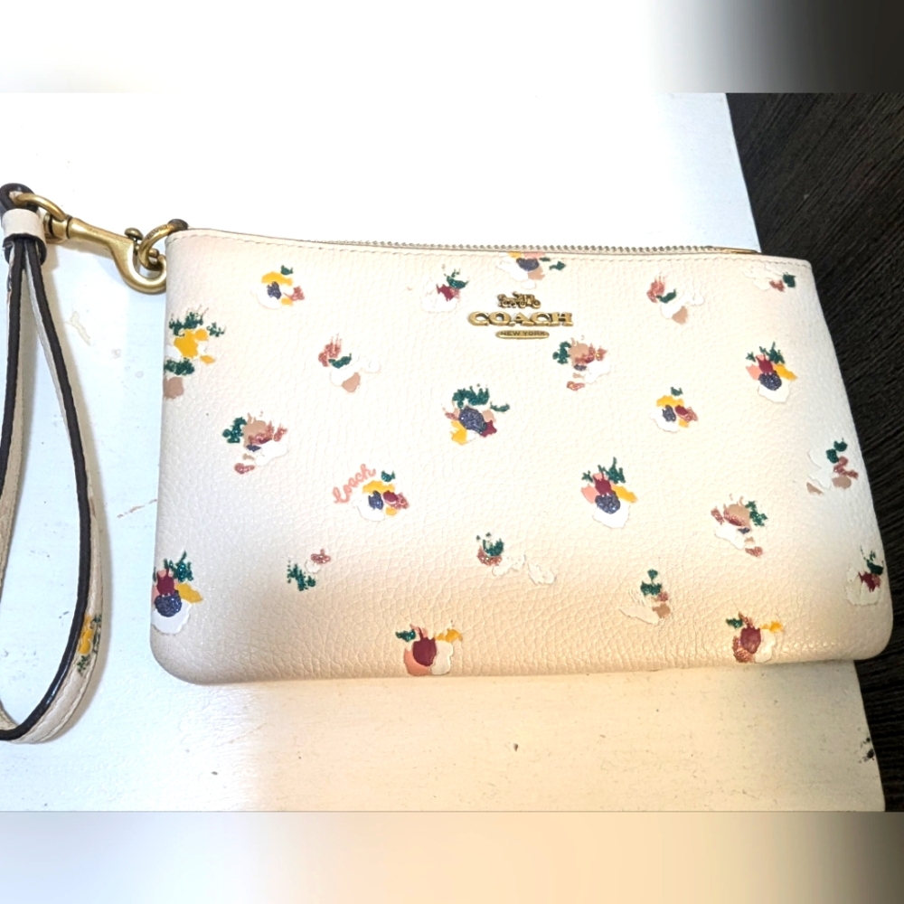 Coach Cream Floral Wristlet